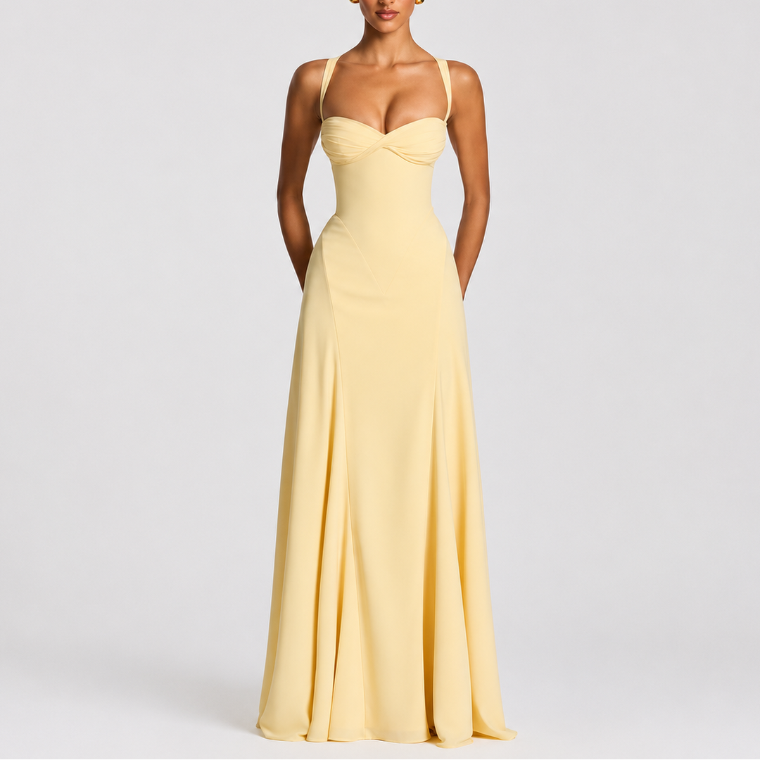 Women’s Maxi Dress Corset-Inspired Draped Design for Elegant Occasions 2