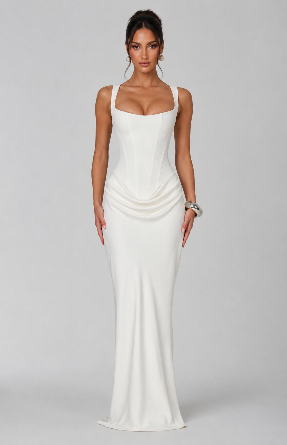Women’s Maxi Dress Elegant Square Neck Corset Fishtail Design 0