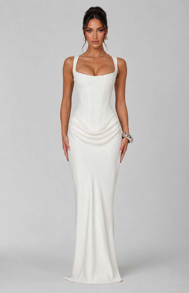 Women’s Maxi Dress Elegant Square Neck Corset Fishtail Design 0