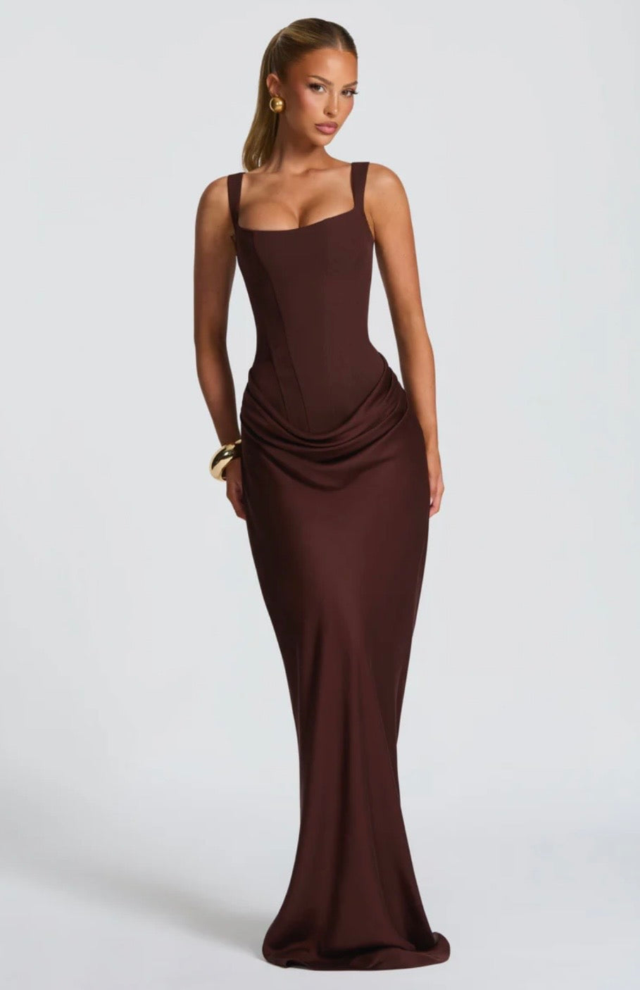 Women’s Maxi Dress Elegant Square Neck Corset Fishtail Design 4