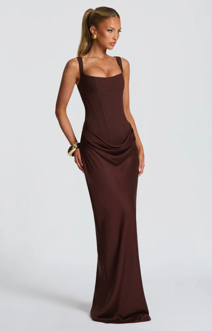 Women’s Maxi Dress Elegant Square Neck Corset Fishtail Design 5