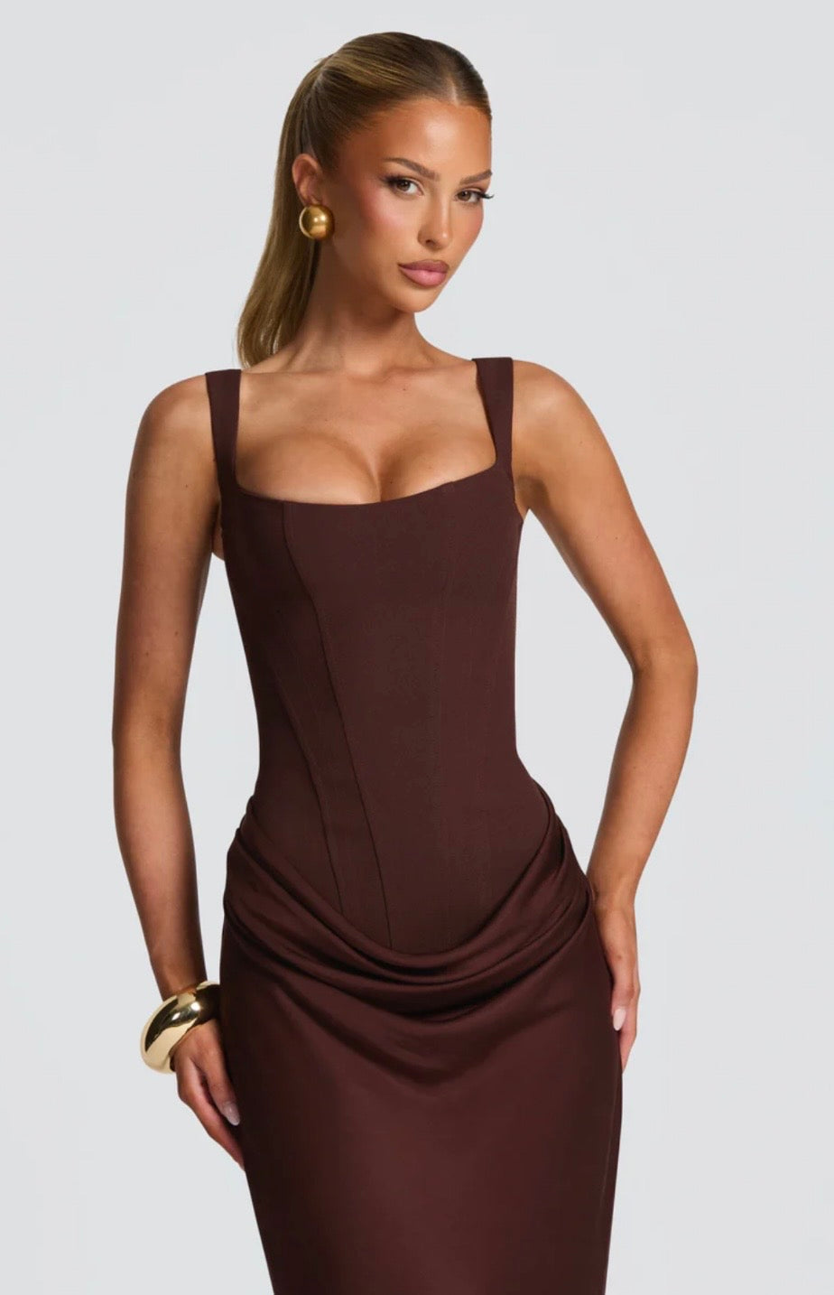 Women’s Maxi Dress Elegant Square Neck Corset Fishtail Design 6