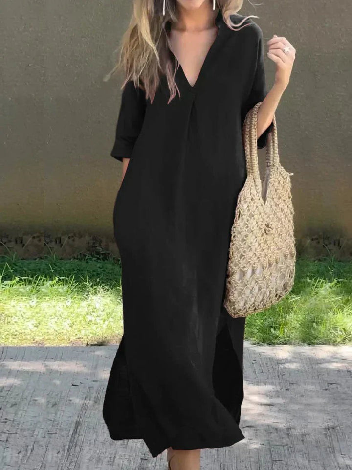 Women’s Maxi Dress Relaxed Fit Cotton Linen Blend for Summer 1