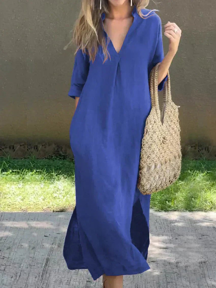 Women’s Maxi Dress Relaxed Fit Cotton Linen Blend for Summer 3