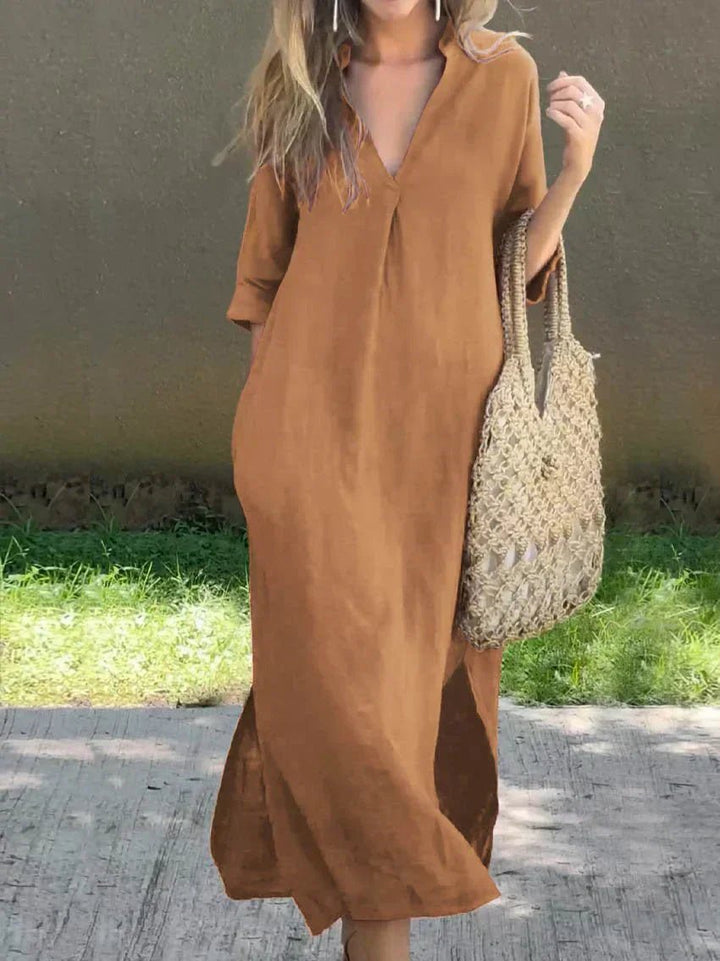 Women’s Maxi Dress Relaxed Fit Cotton Linen Blend for Summer 4