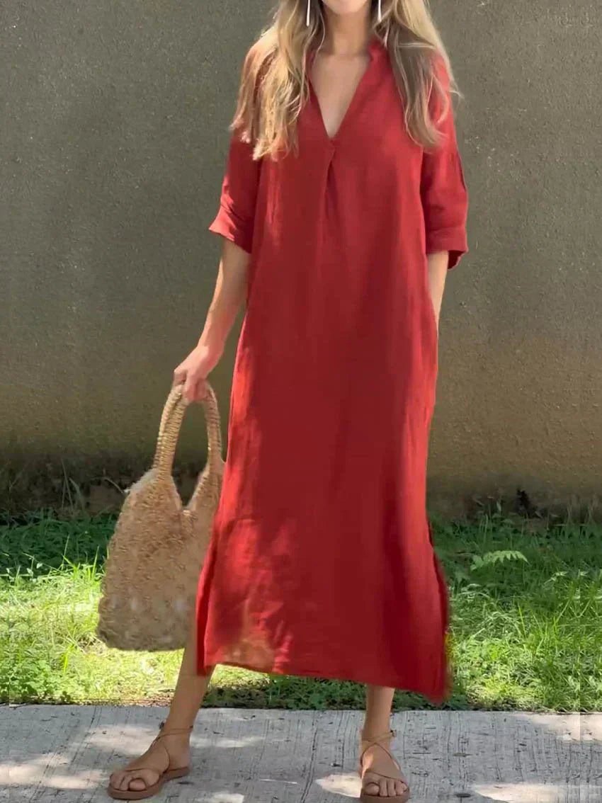 Women’s Maxi Dress Relaxed Fit Cotton Linen Blend for Summer 5