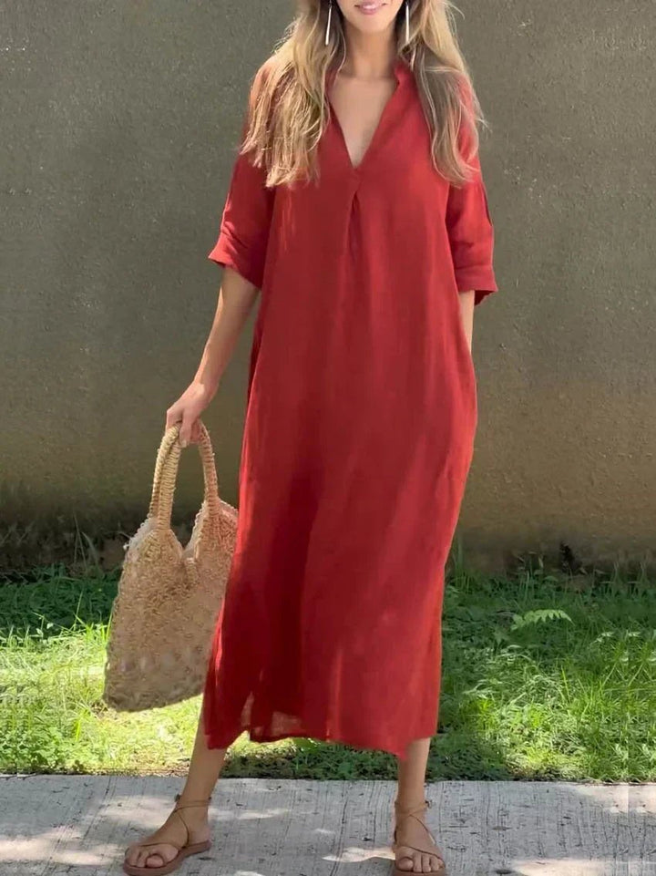 Women’s Maxi Dress Relaxed Fit Cotton Linen Blend for Summer 6
