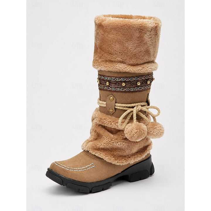 Women’s Mid-Calf Winter Boots Boho Style with Plush Cuff 3