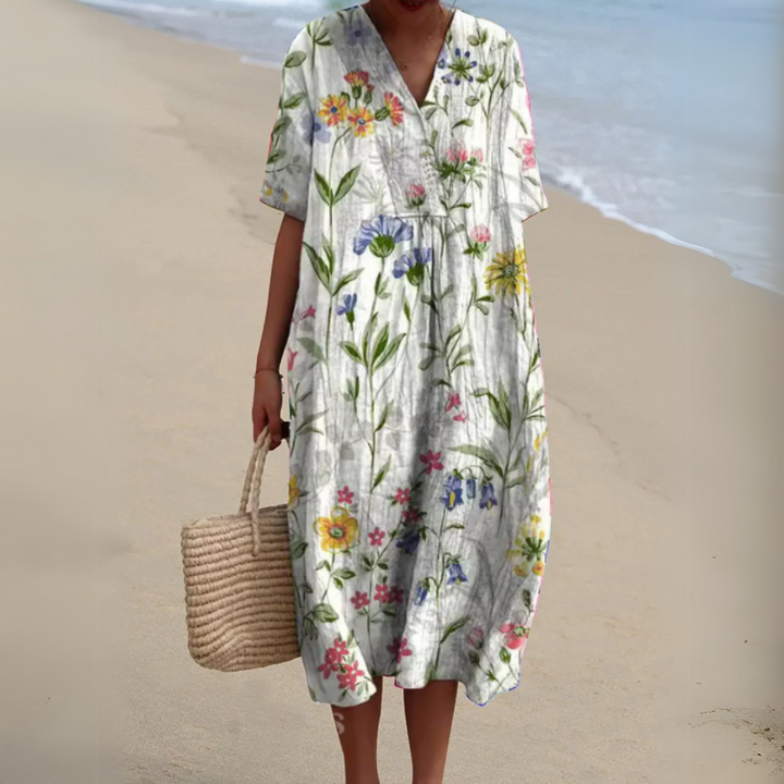 Women’s Multicolor V-Neck Dress Lightweight Summer Style 11