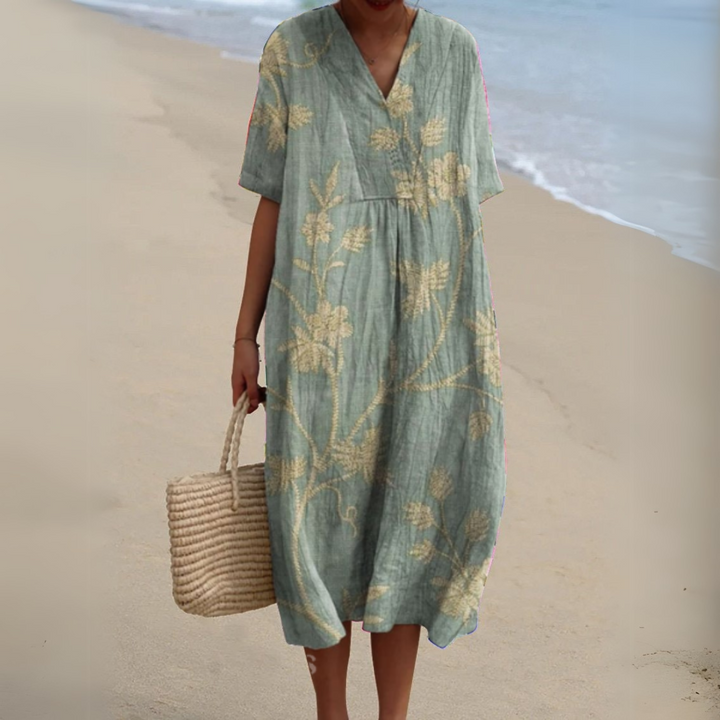 Women’s Multicolor V-Neck Dress Lightweight Summer Style 3