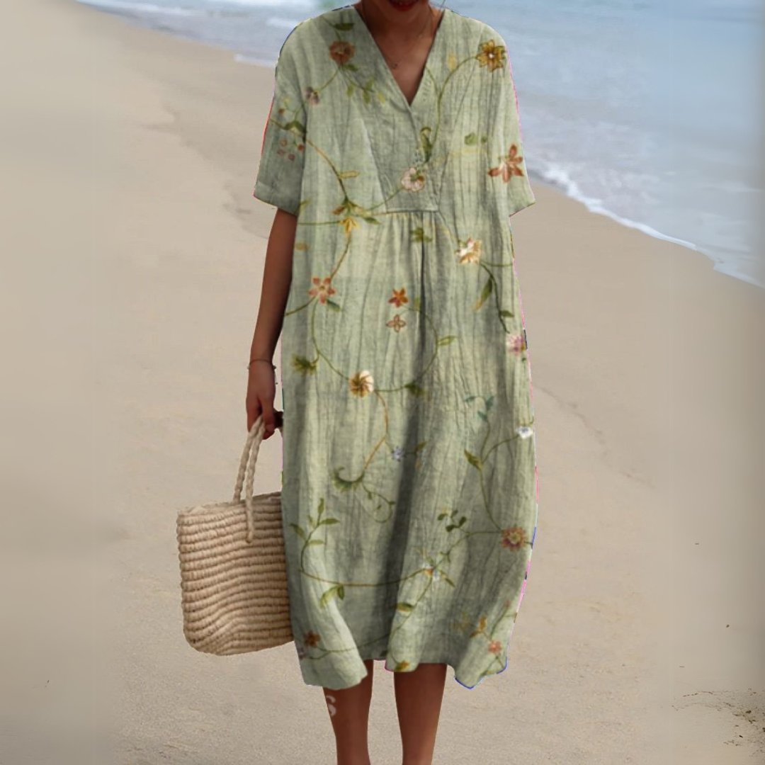 Women’s Multicolor V-Neck Dress Lightweight Summer Style 4