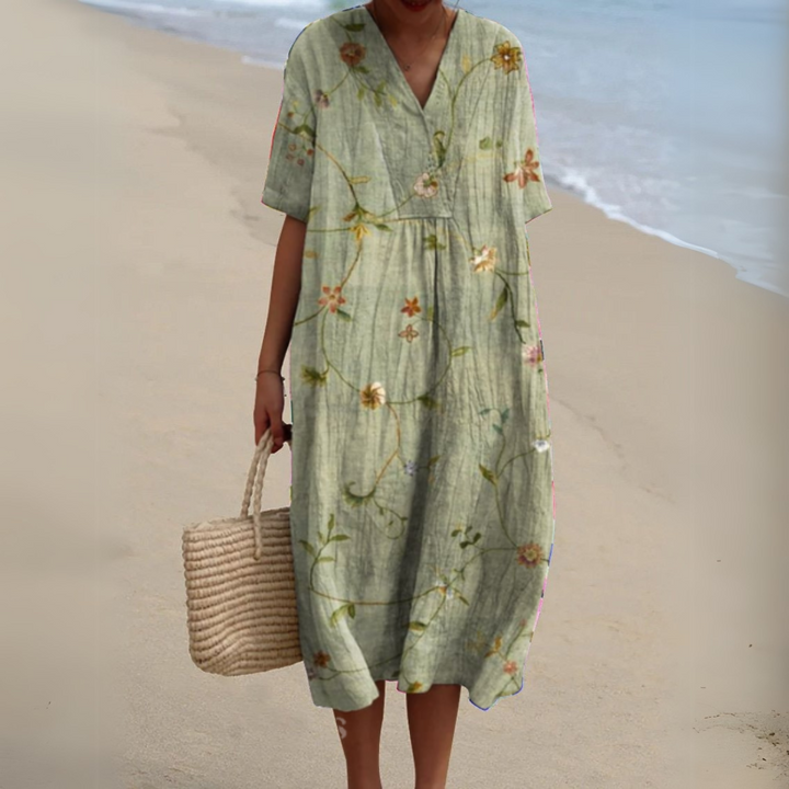 Women’s Multicolor V-Neck Dress Lightweight Summer Style 4