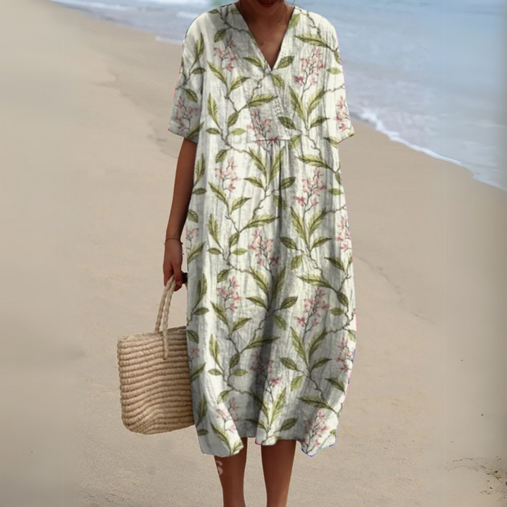 Women’s Multicolor V-Neck Dress Lightweight Summer Style 5