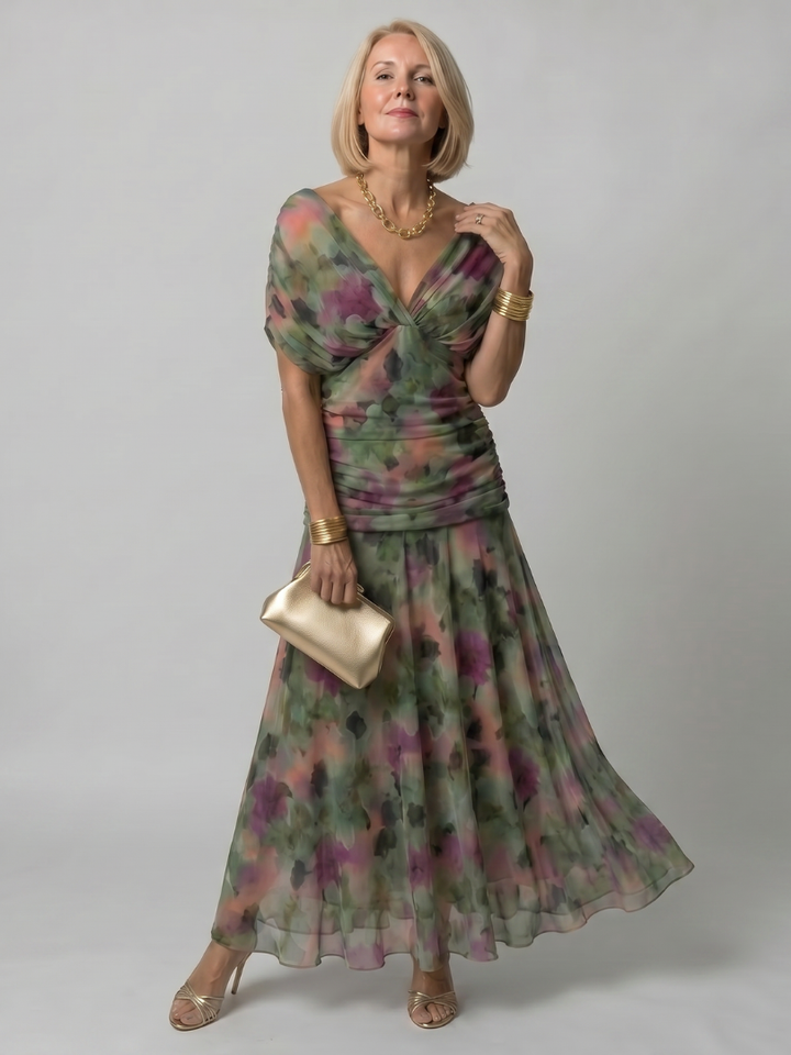 Women’s Off Shoulder Midi Dress Draped Neckline Design 11