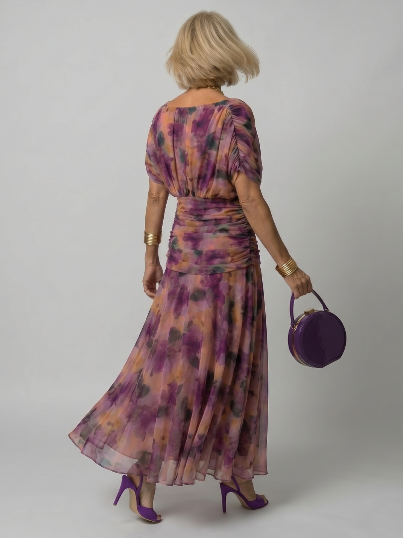 Women’s Off Shoulder Midi Dress Draped Neckline Design 3