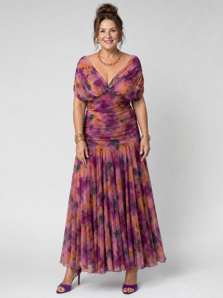 Women’s Off Shoulder Midi Dress Draped Neckline Design 4