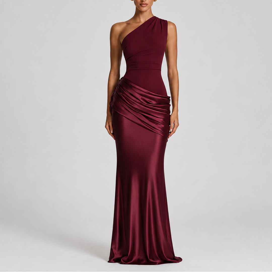 Women’s One Shoulder Maxi Dress Elegant Draped Silhouette 10