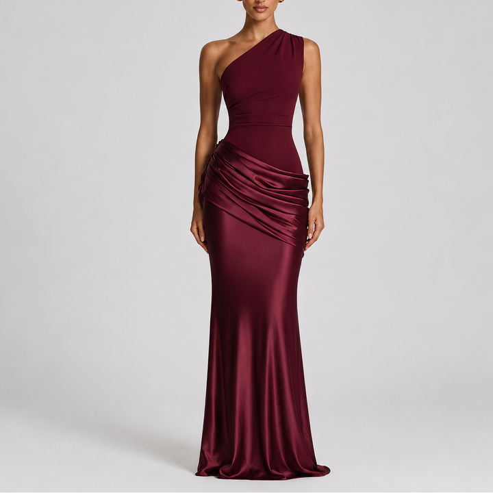 Women’s One Shoulder Maxi Dress Elegant Draped Silhouette 10
