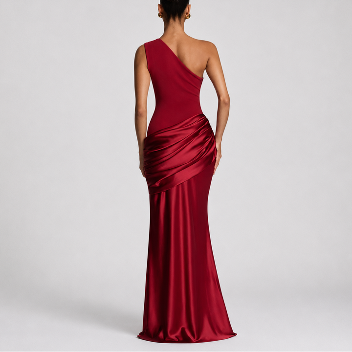 Women’s One Shoulder Maxi Dress Elegant Draped Silhouette 3