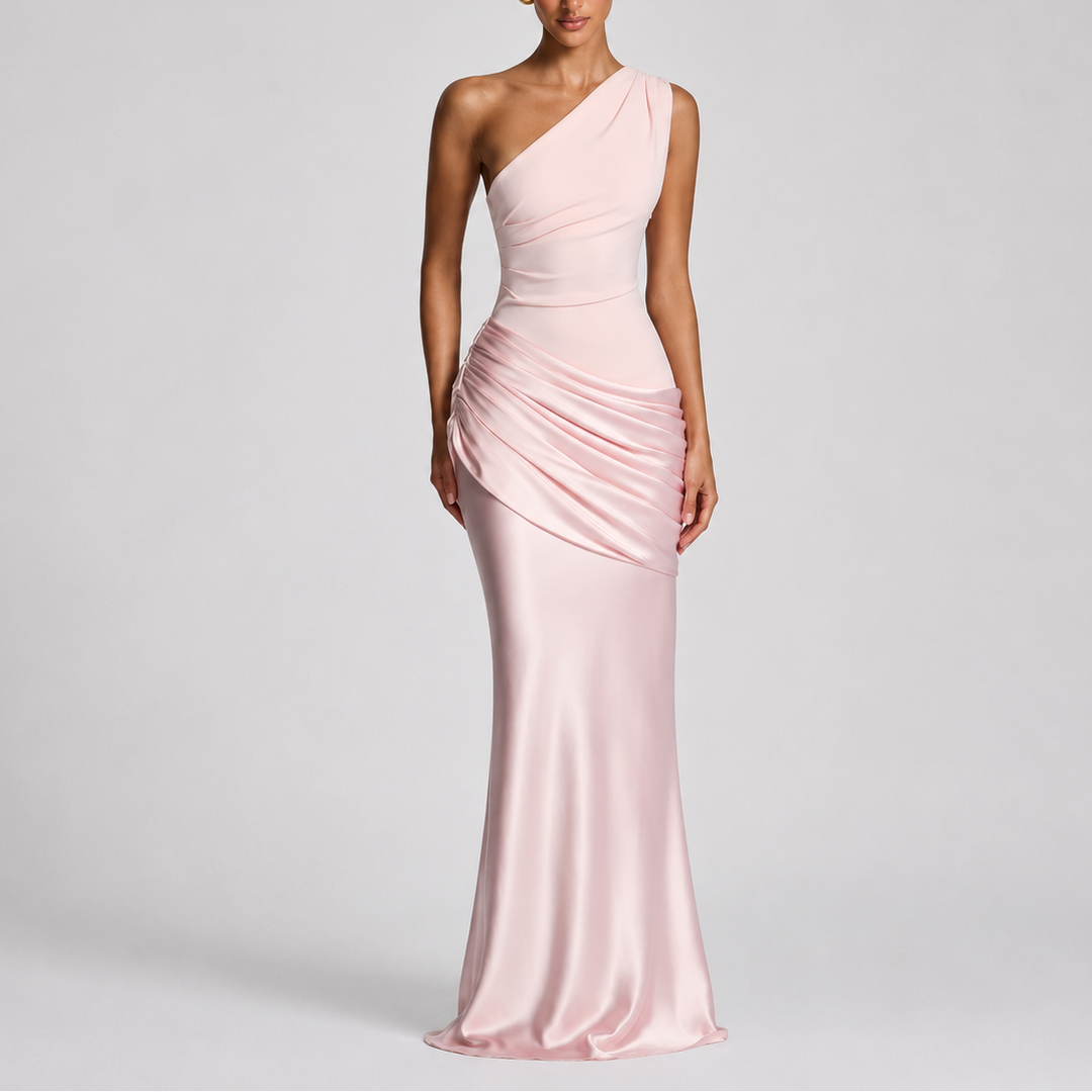 Women’s One Shoulder Maxi Dress Elegant Draped Silhouette 4