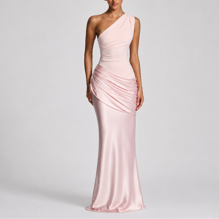 Women’s One Shoulder Maxi Dress Elegant Draped Silhouette 4
