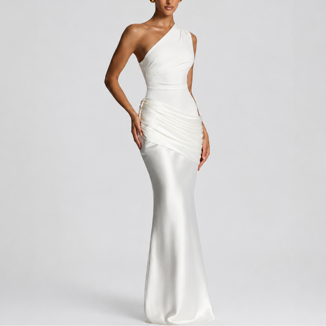 Women’s One Shoulder Maxi Dress Elegant Draped Silhouette 6