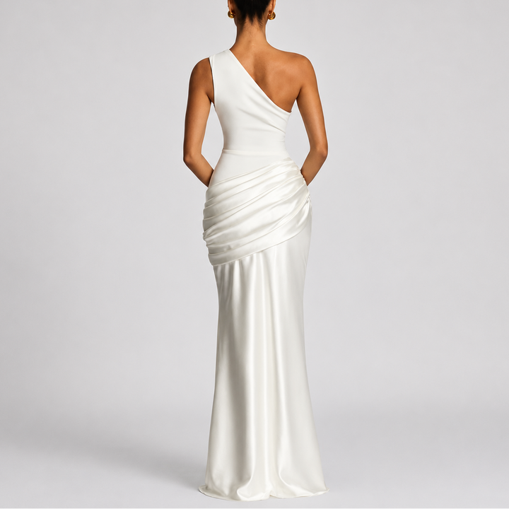 Women’s One Shoulder Maxi Dress Elegant Draped Silhouette 7