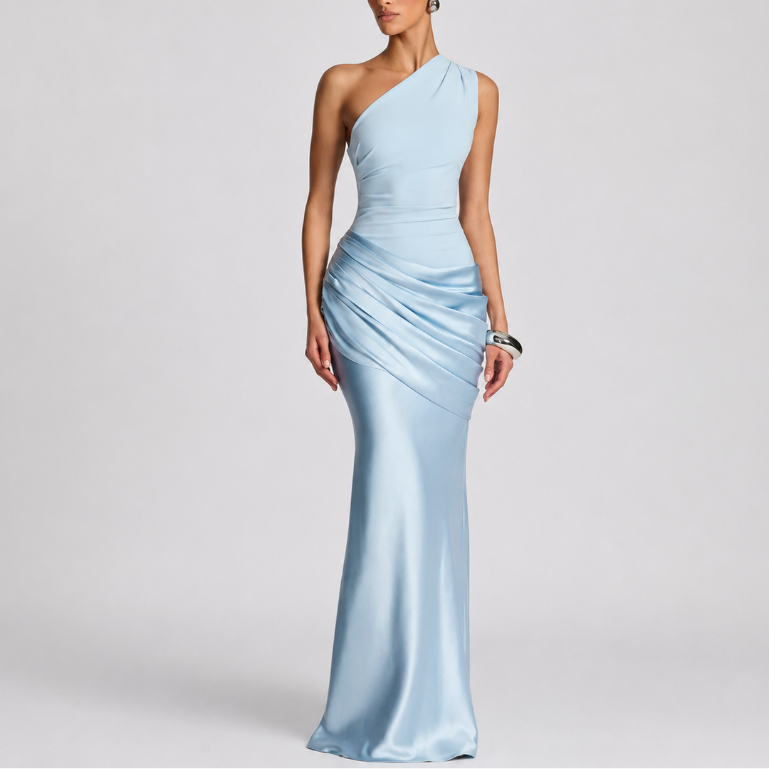 Women’s One Shoulder Maxi Dress Elegant Draped Silhouette 9