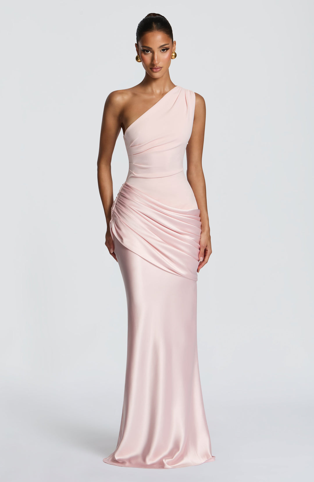 Women’s One Shoulder Satin Maxi Dress Elegant Ruched Design 10