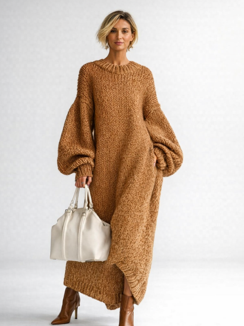 Women’s Oversized Knit Maxi Sweater Dress Relaxed Fit 6