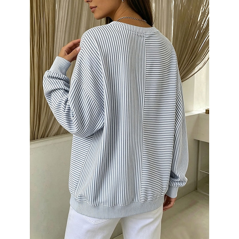 Women’s Oversized Striped Sweatshirt Comfortable Everyday Style 1