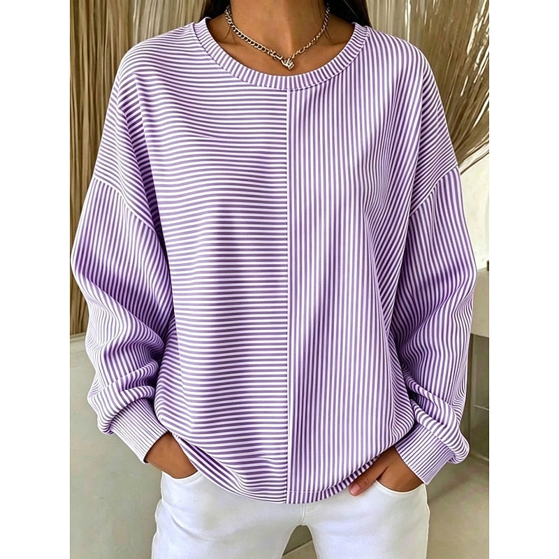 Women’s Oversized Striped Sweatshirt Comfortable Everyday Style 2