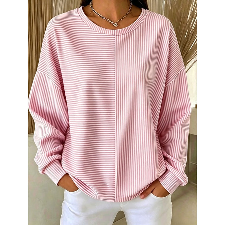 Women’s Oversized Striped Sweatshirt Comfortable Everyday Style 3