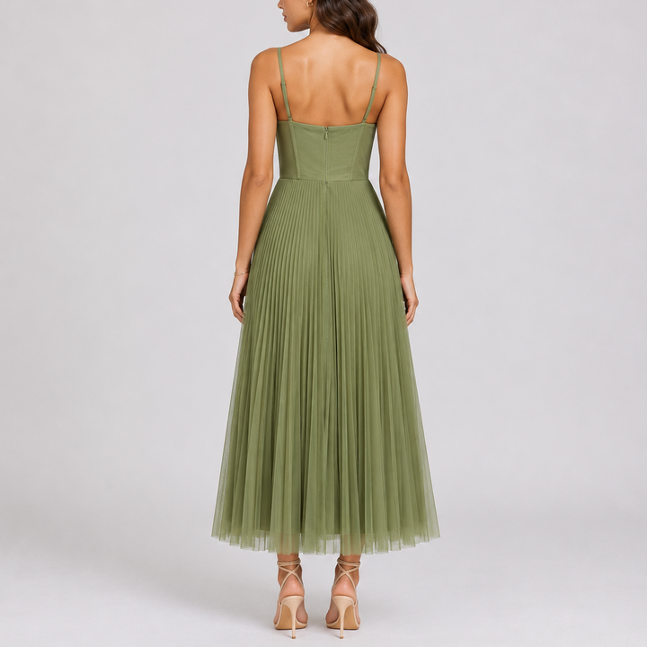 Women’s Pleated Maxi Dress Elegant Formal Evening Style 1