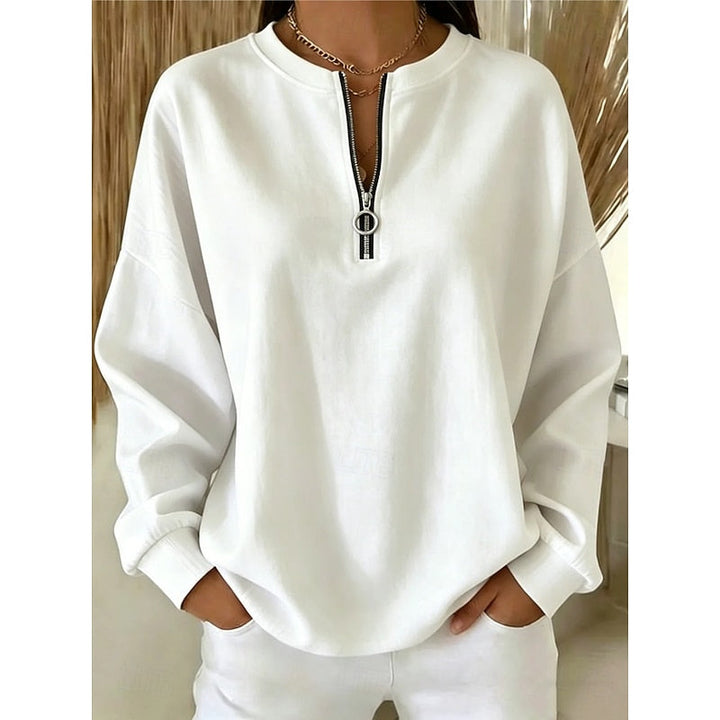 Women’s Quarter-Zip High-Neck Sweatshirt Relaxed Fit 0