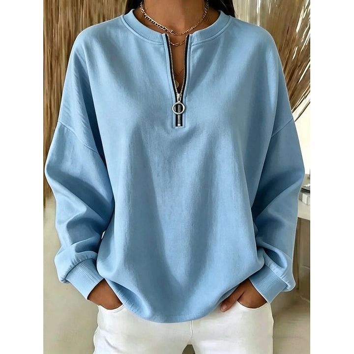 Women’s Quarter-Zip High-Neck Sweatshirt Relaxed Fit 1