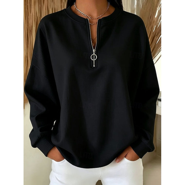 Women’s Quarter-Zip High-Neck Sweatshirt Relaxed Fit 2