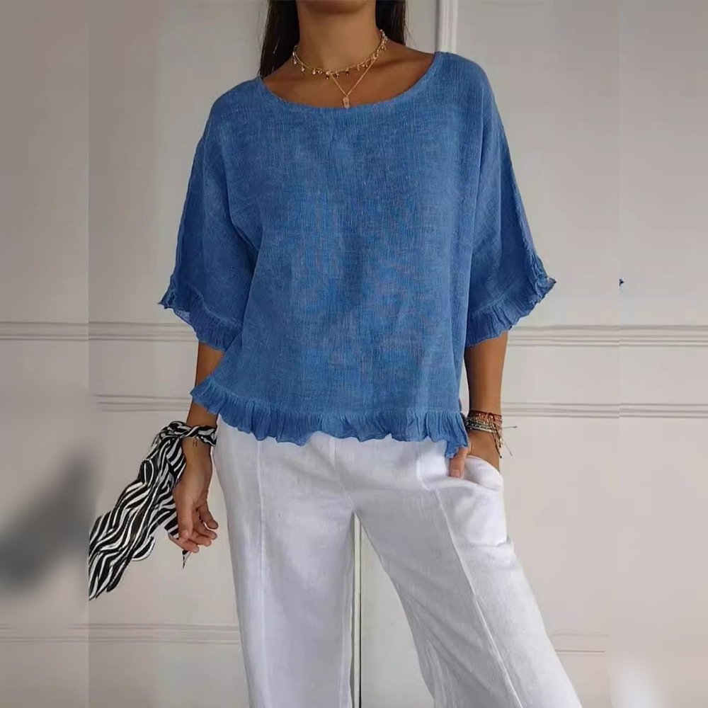 Women’s Relaxed-Fit Blouse Lightweight Linen-Look Summer Style 1