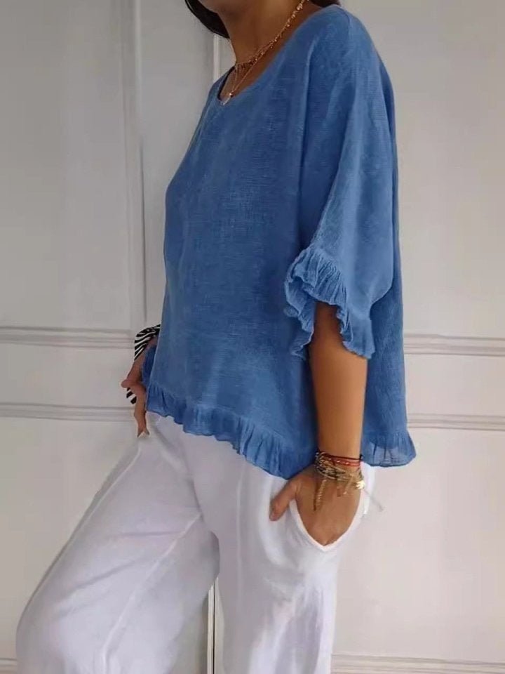 Women’s Relaxed-Fit Blouse Lightweight Linen-Look Summer Style 2