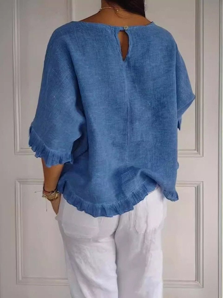 Women’s Relaxed-Fit Blouse Lightweight Linen-Look Summer Style 3