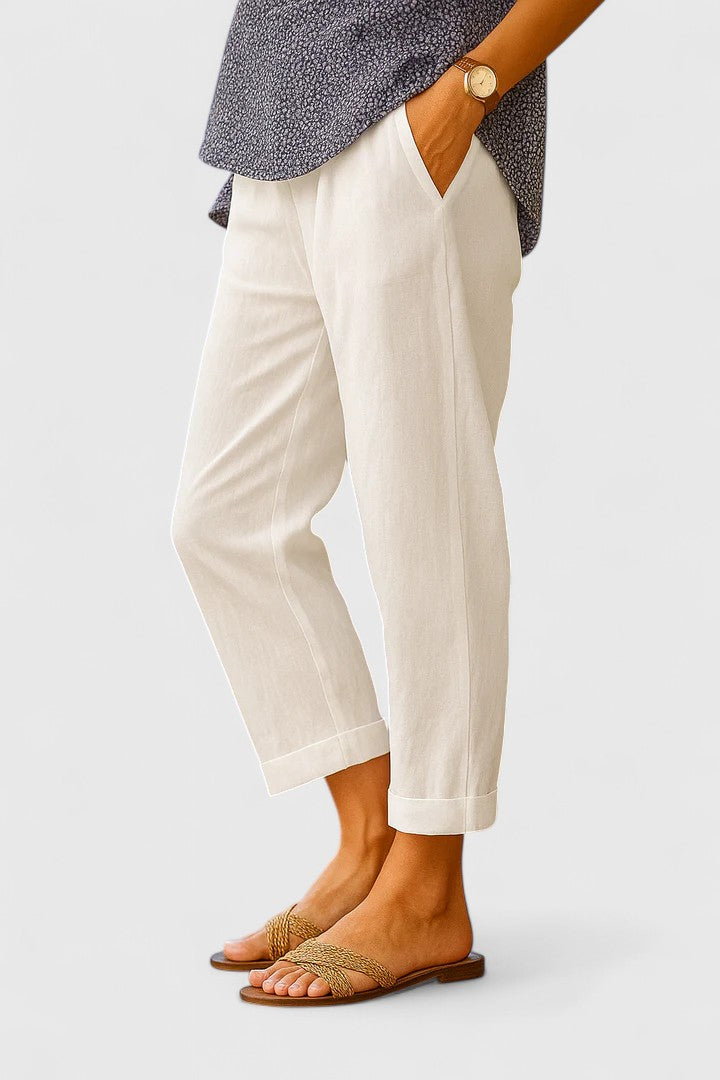 Women’s Relaxed Cropped Trousers Lightweight Breathable Fabric 0