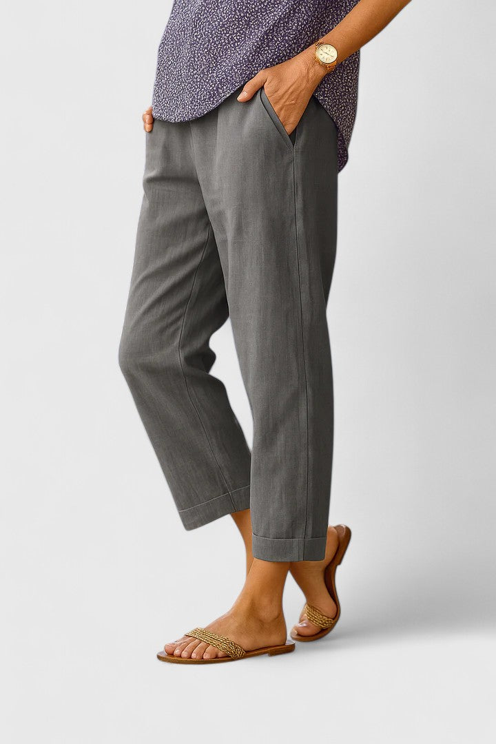 Women’s Relaxed Cropped Trousers Lightweight Breathable Fabric 1