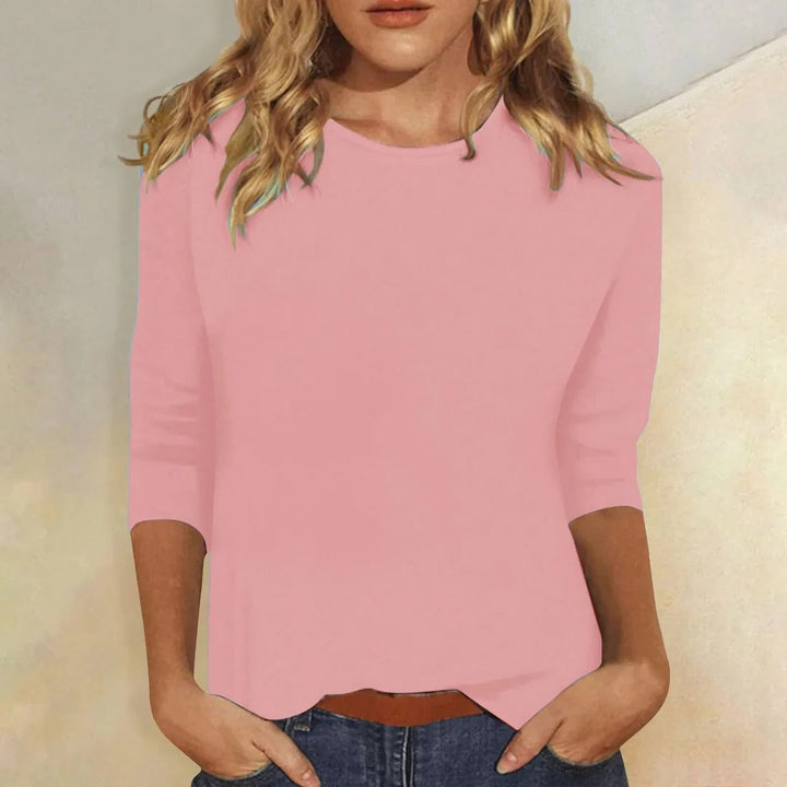 Women’s Relaxed Fit Crew Neck Top with 3/4 Sleeves 0