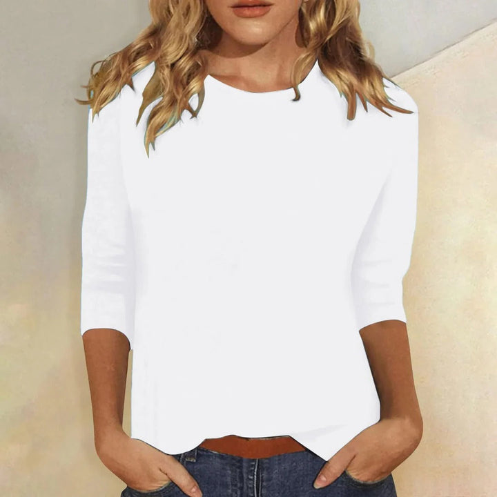 Women’s Relaxed Fit Crew Neck Top with 3/4 Sleeves 1