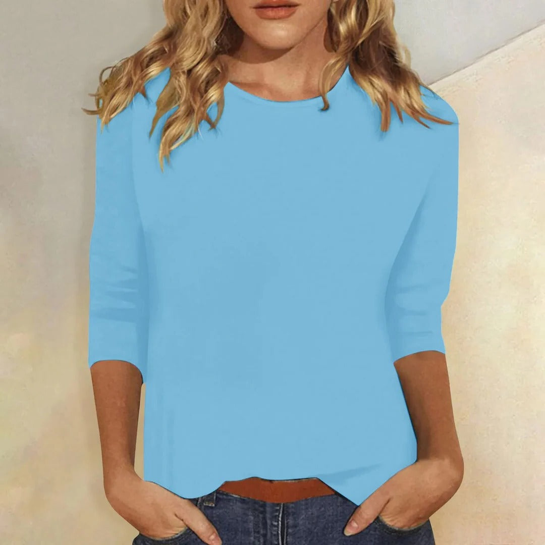 Women’s Relaxed Fit Crew Neck Top with 3/4 Sleeves 2