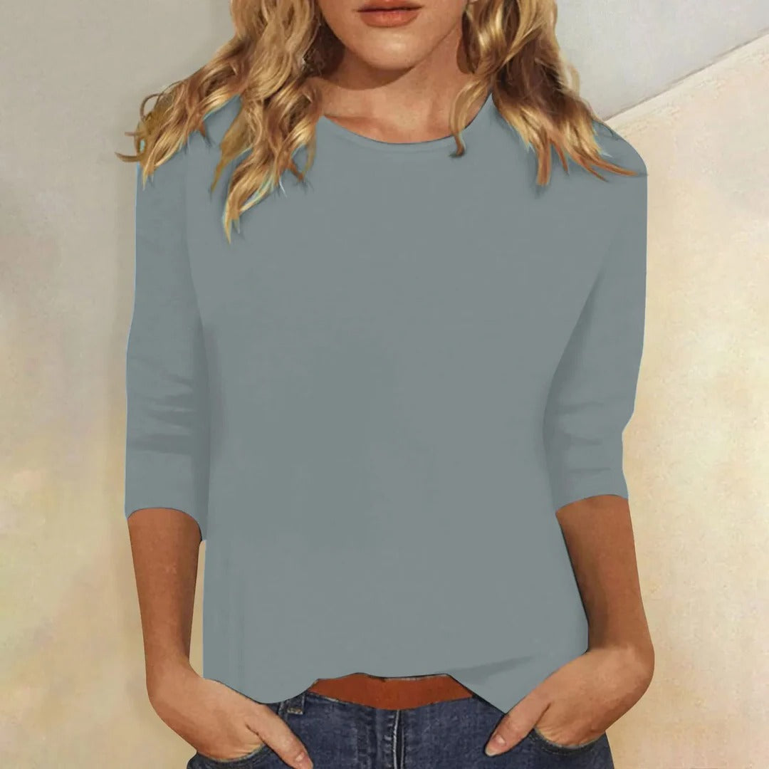 Women’s Relaxed Fit Crew Neck Top with 3/4 Sleeves 3