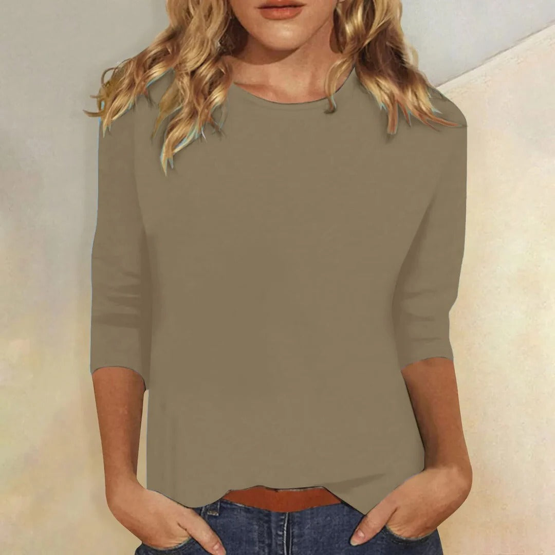 Women’s Relaxed Fit Crew Neck Top with 3/4 Sleeves 6