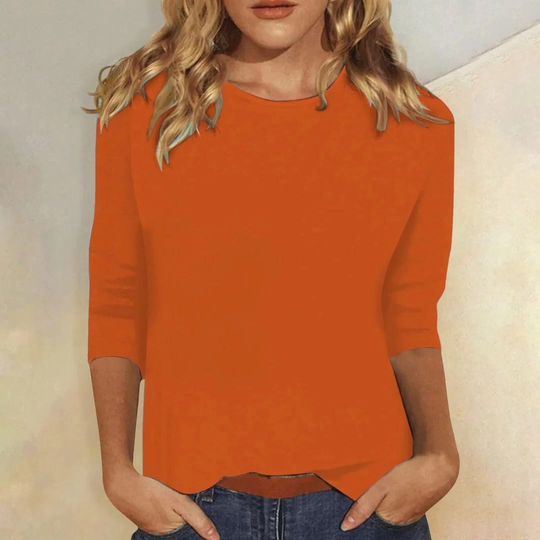 Women’s Relaxed Fit Crew Neck Top with 3/4 Sleeves 7