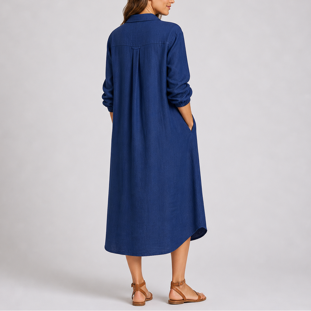 Women’s Relaxed Fit Summer Shirt Dress Button Front with Pockets 1