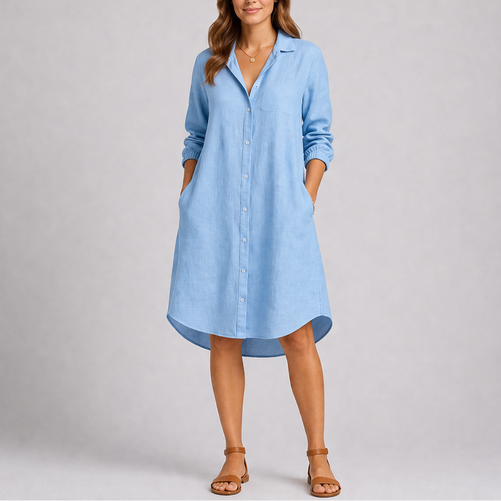Women’s Relaxed Fit Summer Shirt Dress Button Front with Pockets 2